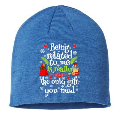 Being Related To Me Christmas Xmas Sarcastic Funny Saying Cool Gift Sustainable Beanie