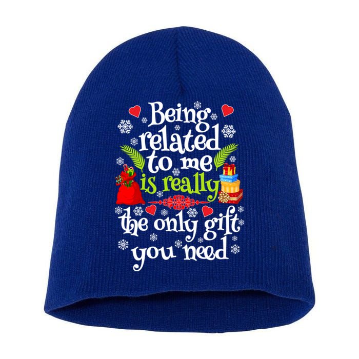 Being Related To Me Christmas Xmas Sarcastic Funny Saying Cool Gift Short Acrylic Beanie