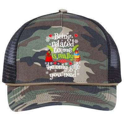 Being Related To Me Christmas Xmas Sarcastic Funny Saying Cool Gift Retro Rope Trucker Hat Cap