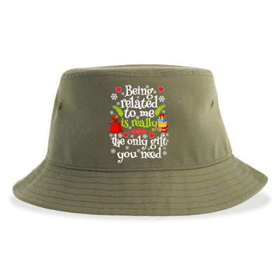 Being Related To Me Christmas Xmas Sarcastic Funny Saying Cool Gift Sustainable Bucket Hat