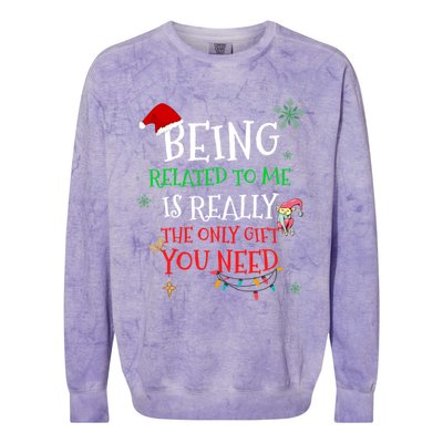 Being Related To Me Funny Christmas Family Cool Gift Colorblast Crewneck Sweatshirt