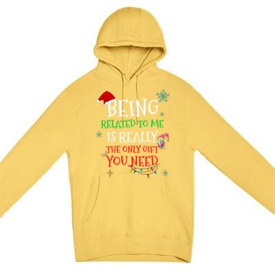 Being Related To Me Funny Christmas Family Cool Gift Premium Pullover Hoodie