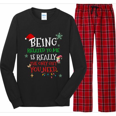 Being Related To Me Funny Christmas Family Cool Gift Long Sleeve Pajama Set