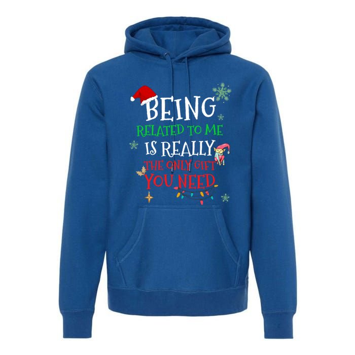 Being Related To Me Funny Christmas Family Cool Gift Premium Hoodie