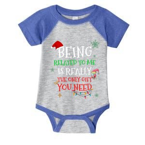 Being Related To Me Funny Christmas Family Cool Gift Infant Baby Jersey Bodysuit