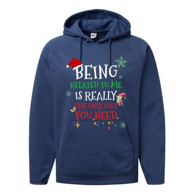 Being Related To Me Funny Christmas Family Cool Gift Performance Fleece Hoodie