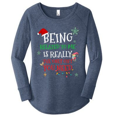 Being Related To Me Funny Christmas Family Cool Gift Women's Perfect Tri Tunic Long Sleeve Shirt