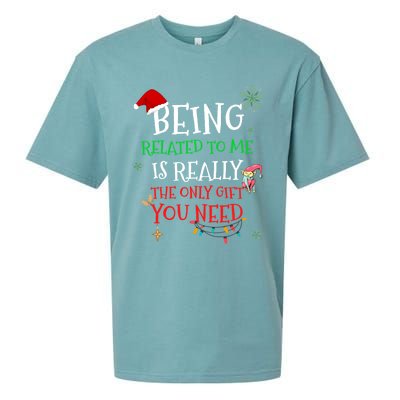 Being Related To Me Funny Christmas Family Cool Gift Sueded Cloud Jersey T-Shirt