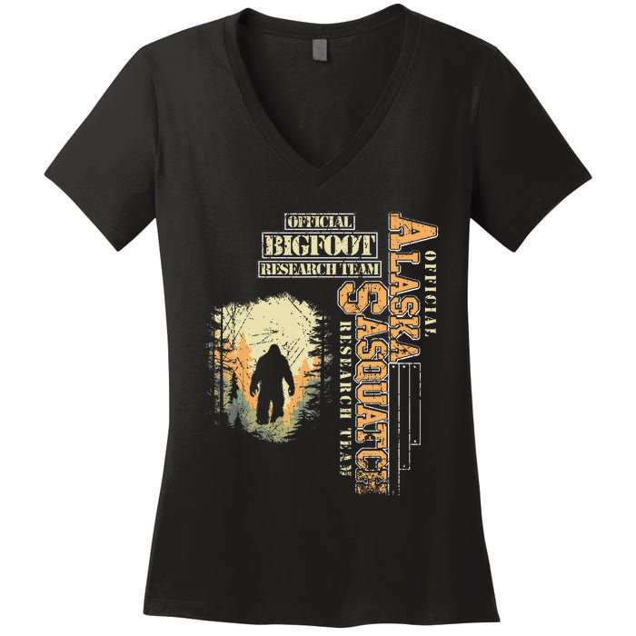 Bigfoot Research Team For Alaska Sasquatch Believer Women's V-Neck T-Shirt