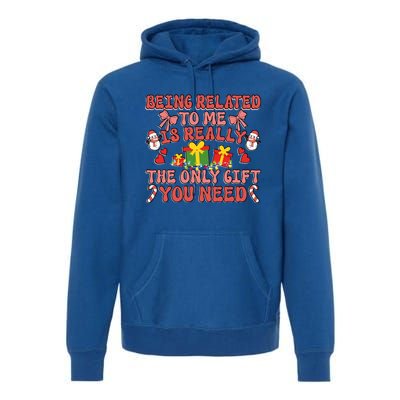 Being Related To Me Funny Christmas Family Xmas Groovy Gift Premium Hoodie