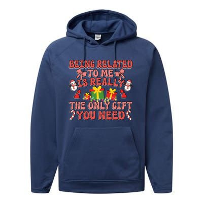 Being Related To Me Funny Christmas Family Xmas Groovy Gift Performance Fleece Hoodie