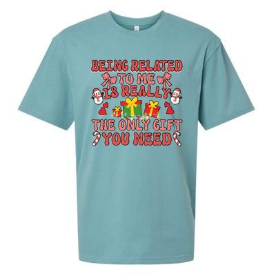 Being Related To Me Funny Christmas Family Xmas Groovy Gift Sueded Cloud Jersey T-Shirt