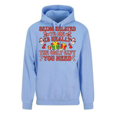 Being Related To Me Funny Christmas Family Xmas Groovy Gift Unisex Surf Hoodie