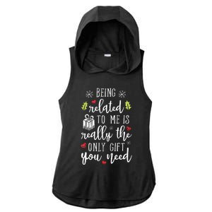 Being Related To Me Funny Christmas Family Xmas Pajamas Gift Ladies PosiCharge Tri-Blend Wicking Draft Hoodie Tank