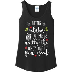 Being Related To Me Funny Christmas Family Xmas Pajamas Gift Ladies Essential Tank