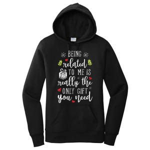 Being Related To Me Funny Christmas Family Xmas Pajamas Gift Women's Pullover Hoodie