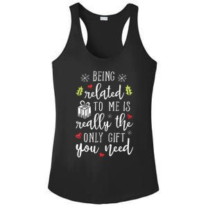 Being Related To Me Funny Christmas Family Xmas Pajamas Gift Ladies PosiCharge Competitor Racerback Tank