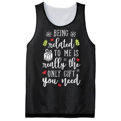 Being Related To Me Funny Christmas Family Xmas Pajamas Gift Mesh Reversible Basketball Jersey Tank