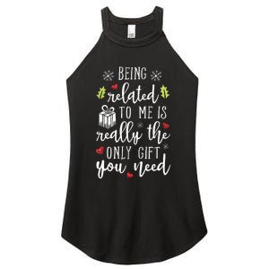 Being Related To Me Funny Christmas Family Xmas Pajamas Gift Women's Perfect Tri Rocker Tank