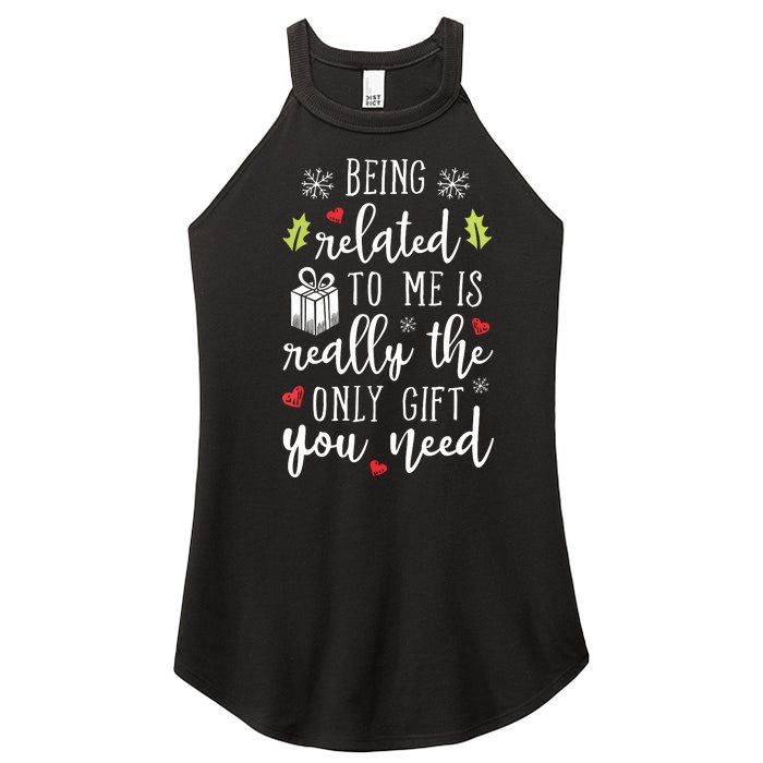 Being Related To Me Funny Christmas Family Xmas Pajamas Gift Women's Perfect Tri Rocker Tank