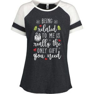 Being Related To Me Funny Christmas Family Xmas Pajamas Gift Enza Ladies Jersey Colorblock Tee