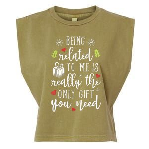 Being Related To Me Funny Christmas Family Xmas Pajamas Gift Garment-Dyed Women's Muscle Tee