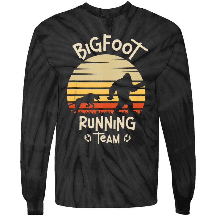 Bigfoot Running Team Yeti Sasquatch Tie-Dye Long Sleeve Shirt