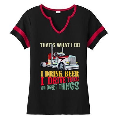 Big Rigs That's What I Do I Beer I Drive Trucks Gift Ladies Halftime Notch Neck Tee