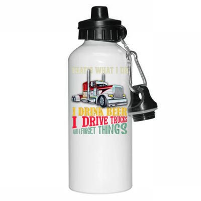 Big Rigs That's What I Do I Beer I Drive Trucks Gift Aluminum Water Bottle