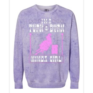 Barrel Racing Turn And Burn Cowgirl Rodeo Horse Barrel Racer Colorblast Crewneck Sweatshirt