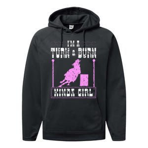 Barrel Racing Turn And Burn Cowgirl Rodeo Horse Barrel Racer Performance Fleece Hoodie