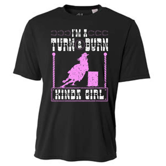 Barrel Racing Turn And Burn Cowgirl Rodeo Horse Barrel Racer Cooling Performance Crew T-Shirt