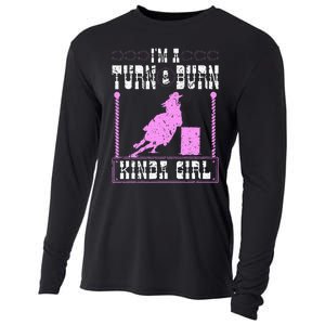 Barrel Racing Turn And Burn Cowgirl Rodeo Horse Barrel Racer Cooling Performance Long Sleeve Crew