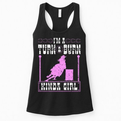 Barrel Racing Turn And Burn Cowgirl Rodeo Horse Barrel Racer Womens Tank Top