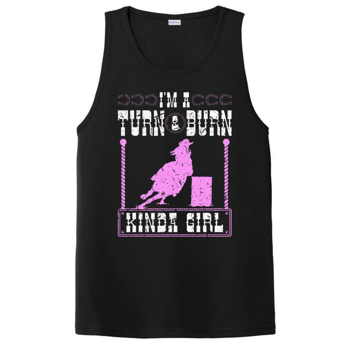 Barrel Racing Turn And Burn Cowgirl Rodeo Horse Barrel Racer PosiCharge Competitor Tank