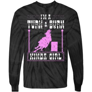 Barrel Racing Turn And Burn Cowgirl Rodeo Horse Barrel Racer Tie-Dye Long Sleeve Shirt