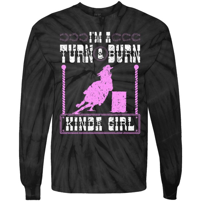 Barrel Racing Turn And Burn Cowgirl Rodeo Horse Barrel Racer Tie-Dye Long Sleeve Shirt