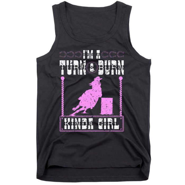 Barrel Racing Turn And Burn Cowgirl Rodeo Horse Barrel Racer Tank Top