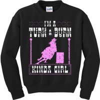 Barrel Racing Turn And Burn Cowgirl Rodeo Horse Barrel Racer Kids Sweatshirt