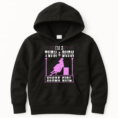 Barrel Racing Turn And Burn Cowgirl Rodeo Horse Barrel Racer Kids Hoodie