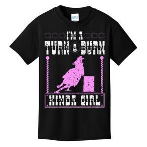 Barrel Racing Turn And Burn Cowgirl Rodeo Horse Barrel Racer Kids T-Shirt