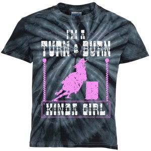 Barrel Racing Turn And Burn Cowgirl Rodeo Horse Barrel Racer Kids Tie-Dye T-Shirt