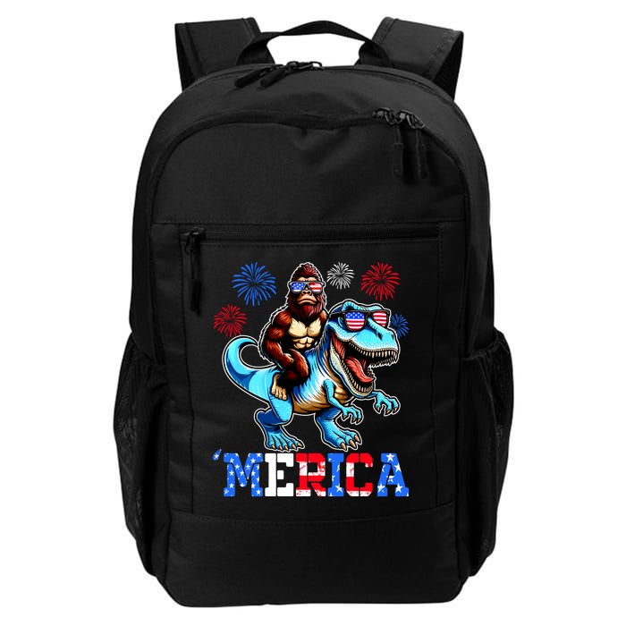 Bigfoot Riding Trex 4th Of July Merica Backpack