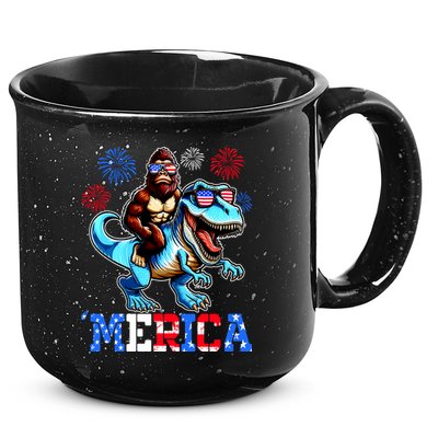 Bigfoot Riding Trex 4th Of July Merica 15oz Campfire Ceramic Mug