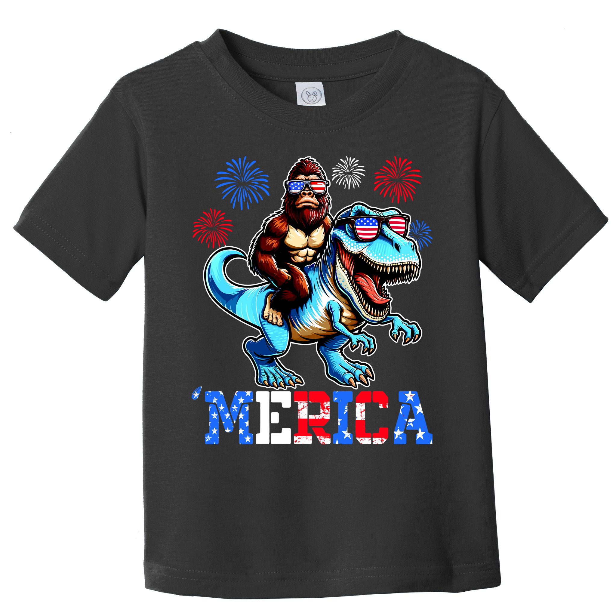 Bigfoot Riding Trex 4th Of July Merica Toddler T-Shirt