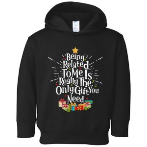 Being Related To Me Funny Christmas Xmas Family Pajamas Gift Toddler Hoodie