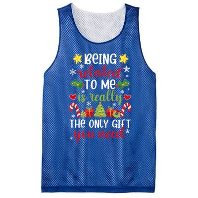 Being Related To Me Funny Christmas Family Xmas Pajamas Gift Mesh Reversible Basketball Jersey Tank