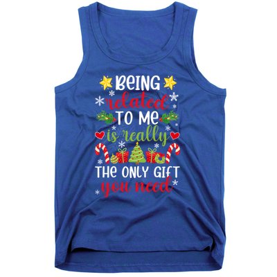 Being Related To Me Funny Christmas Family Xmas Pajamas Gift Tank Top