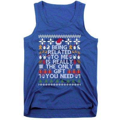 Being Related To Me Funny Christmas Family Xmas Ugly Pajamas Gift Tank Top