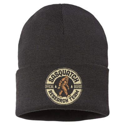 Bigfoot Research Team Retro Vintage Sasquatch Sustainable Knit Beanie